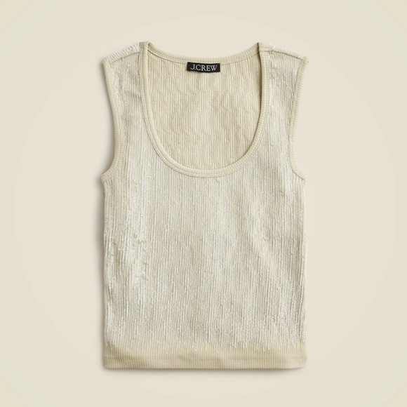 JCREW Size XS Vintage Rib Sequin-Embellished Tank Top in Muted Fern $69 CD115 - Picture 1 of 4